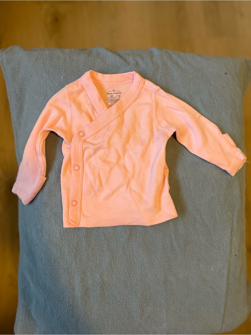 Long-Sleeve Wrap Baby Tee in Light Peach Pink